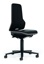 Lab stol imitationsläder, hjul/grå, 450-620 mm