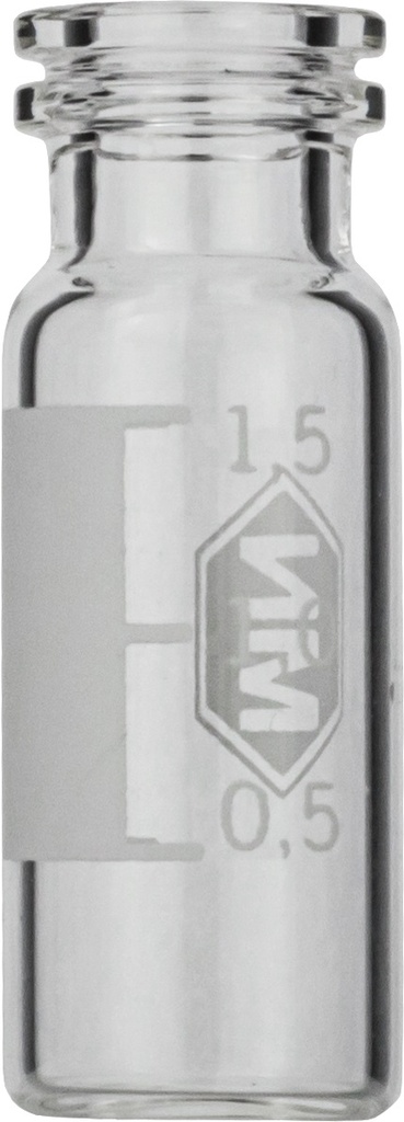 [4001545] Vials w. snap neck, Macherey-Nagel, N 11 snap ring, wide opening, 1,5 mL, clear, w. labeling field