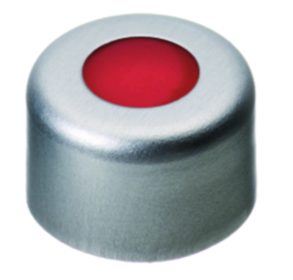 Crimp seals, LLG, N 8, alu w. hole, silver, PTFE/silicone/PTFE 45 A