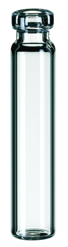 Microvials w. crimp neck, LLG, N 8 crimp, 1,2 mL, flat bottom, clear