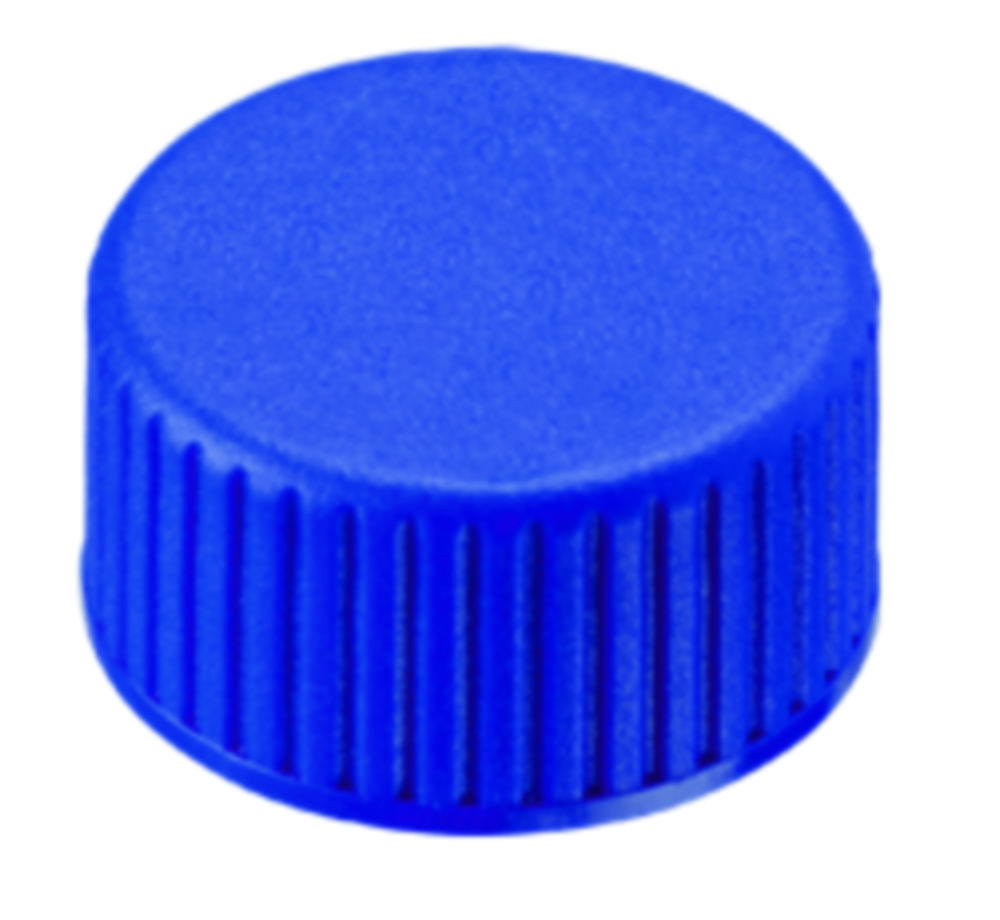 Screw cap, LLG, N 9 short thread, blue PP, silicone/PTFE 55 A