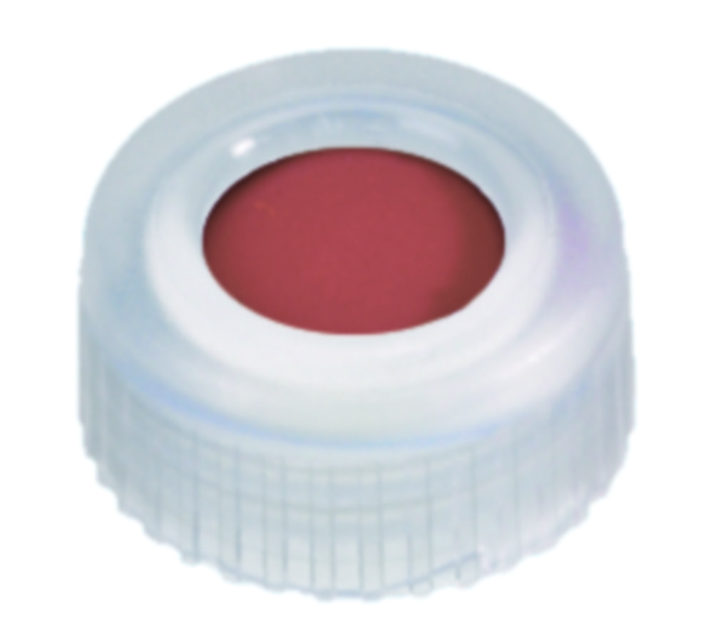 Screw cap, LLG, N 9 short thread, clear PP w. hole, rubber/PTFE 45 A