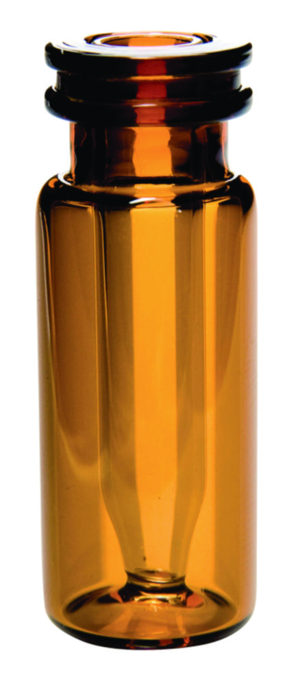 Microvials w. snap neck, LLG, N 11 snap ring, wide opening, 0,3 mL conical, amber