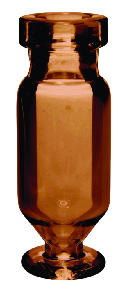 Microvials w. crimp neck, LLG, N 11 crimp, conical/flat bottom, 1,1 mL, amber
