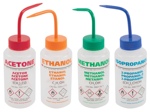 LLG vented wash bottle, Acetone, 500 ml