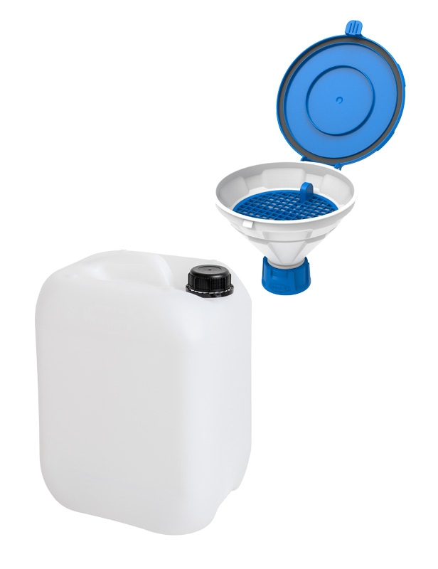 Waste kit, SCAT Funnel Disposal Set 2, 10 L canister and safety funnel, HDPE, GL 45