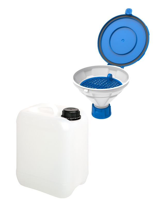 Waste kit, SCAT Funnel Disposal Set 3, 5 L canister and safety funnel, HDPE, GL 45