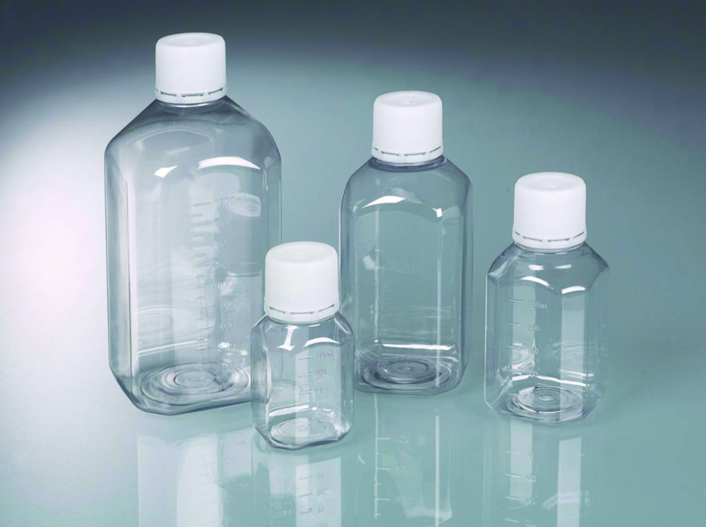 Laboratory bottle 250 ml, PET transparent, sterile