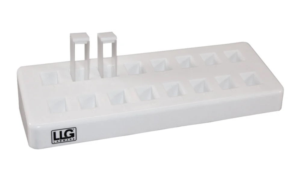 Rack for 16 cuvettes 10x10 mm, LLG, PP, autoclavable