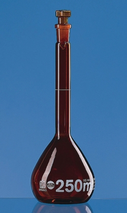 Vol.flask, BLAUB, A, amber, NS19/26 PP stop, 500ml