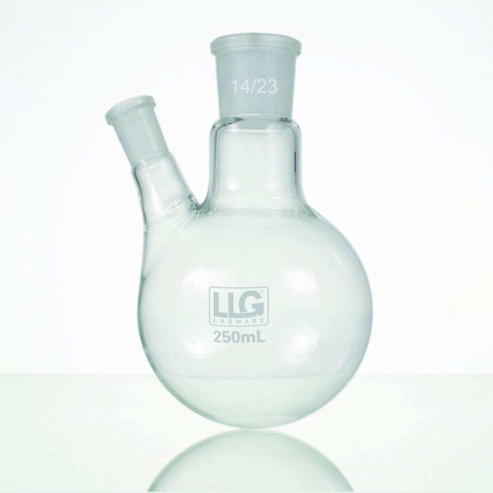 Round-bottom Flasks, Two-neck, Side Neck Angled, 250 ml
