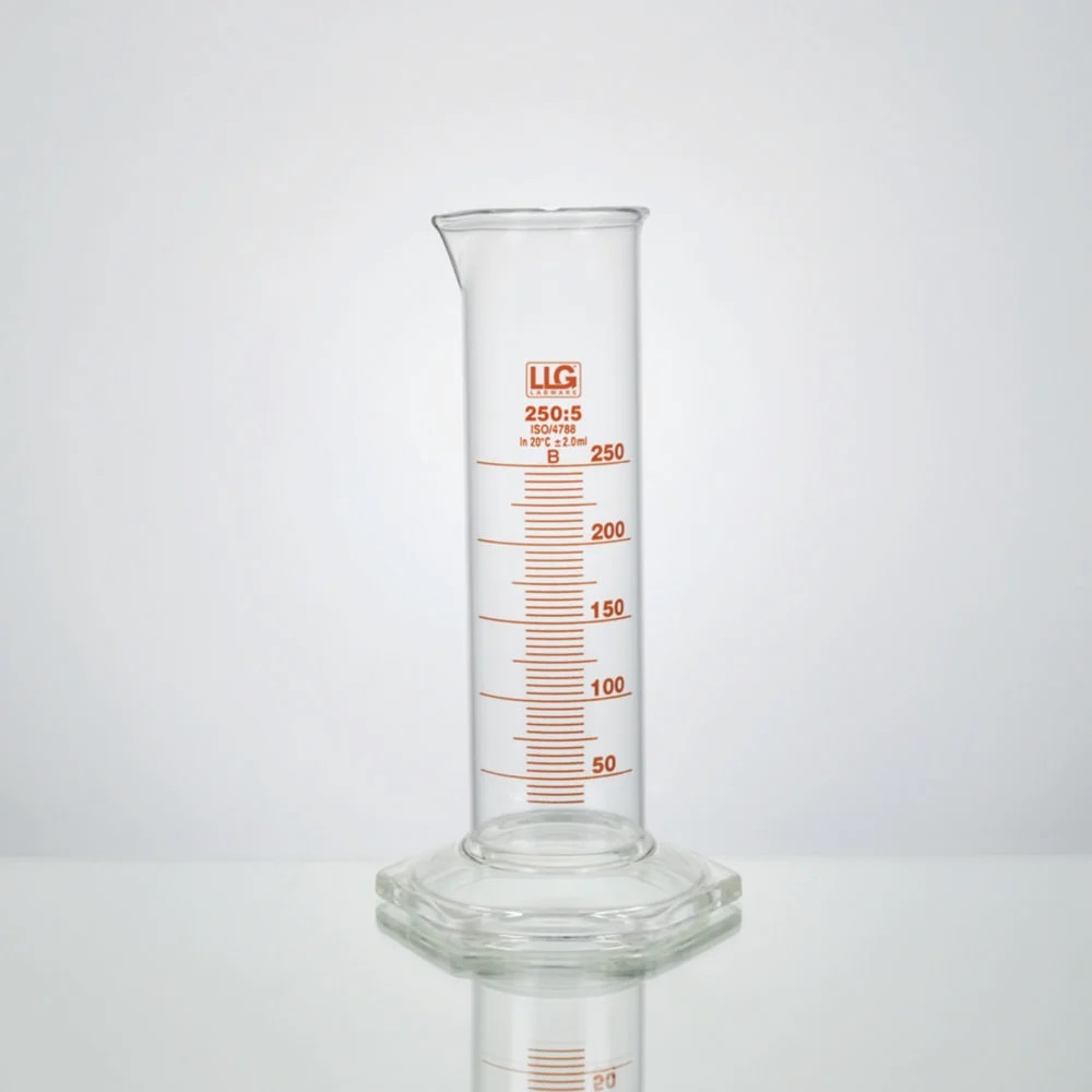 [4686215] Measuring cylinder, LLG, low, cl. B, 250 mL, 2 pcs