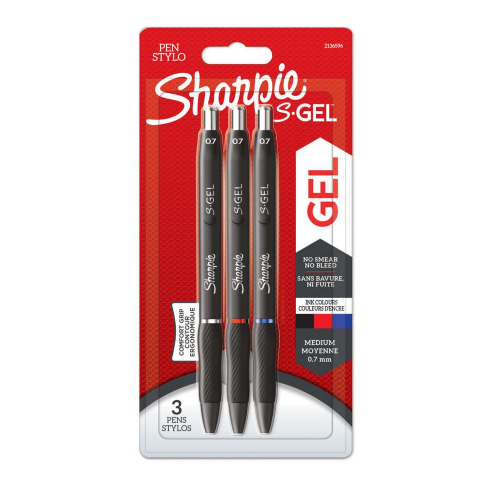 Sharpie® S-Gel - Gel pen, 0,7 mm, black/blue/red
