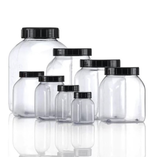 Sample container, square, clear, PVC,no lid,2000ml
