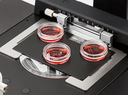 Specimen holder, Olympus CKX-HO35DM, for 3 petri dishes Ø35 mm, for CKX3-MVR