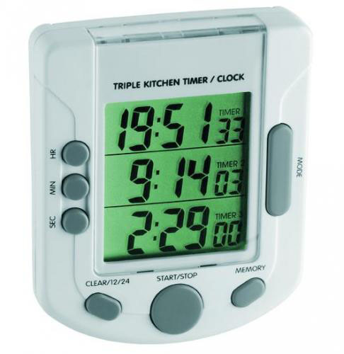electronic Timer III and stopp clock, white, 3 ti