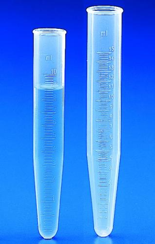 Centrifuge tubes 16x107 mm 10 ml, PP, graduated