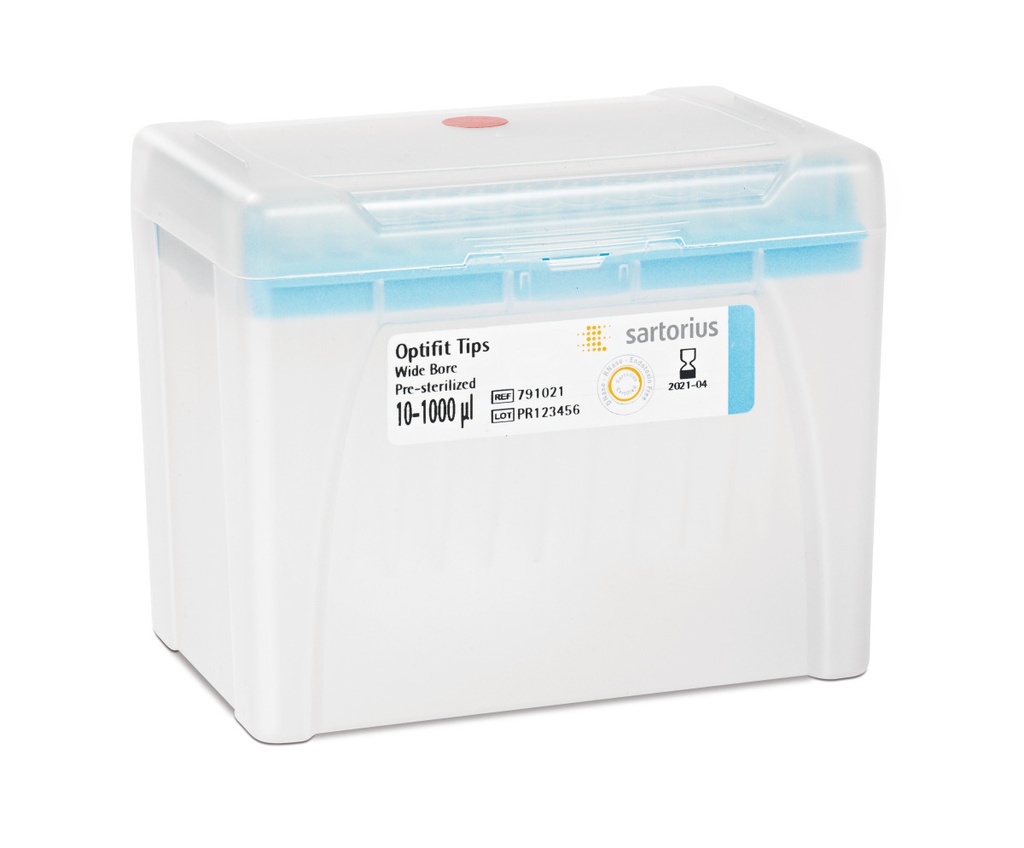 Optifit-Pipette tips, Sartorius, 10-1000 µl, length 68,5 mm, 10 rack of 96 pcs, sterile