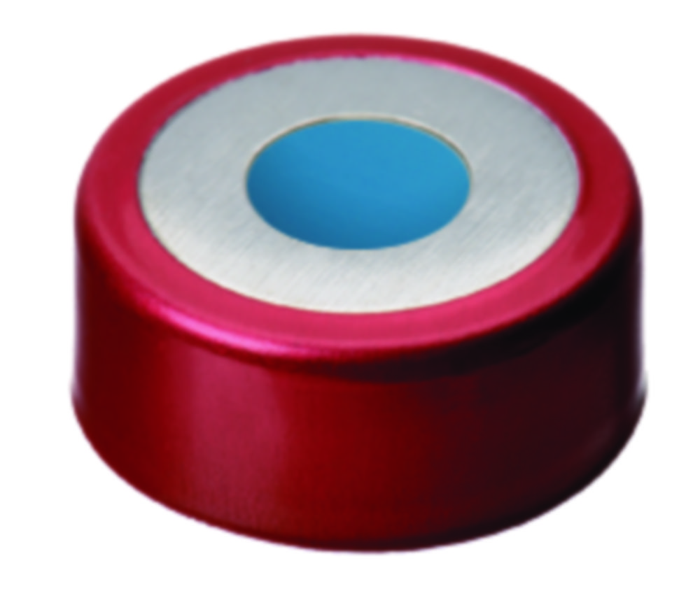 Crimp seals, LLG, N 20, magnetic bi-metal w. hole, red/silver, silicone/PTFE 45 A