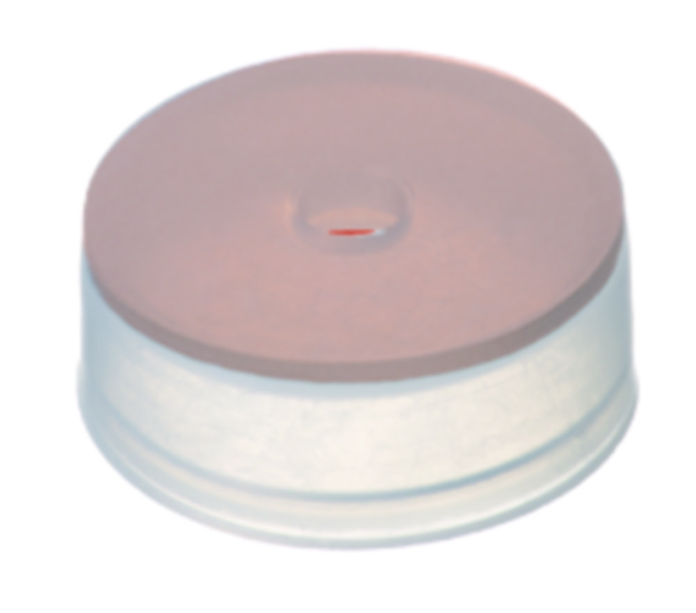 Crimp cap, LLG, N 20, PE for vials with crimp top, w. hole, rubber/PTFE 60 A