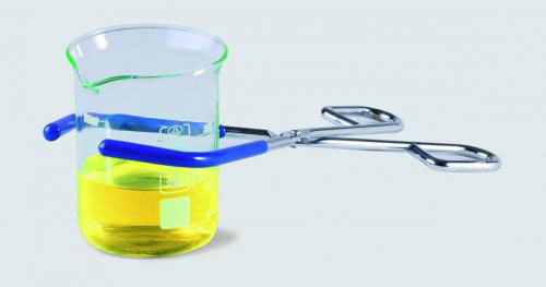 Beaker tong 280 mm, stainless steel, PVC coated