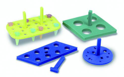Floating tube rack foam, square, green, 4x50 ml