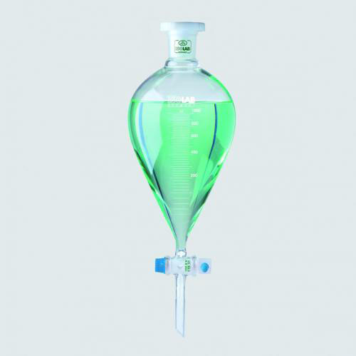 Separating funnel 2000 ml conical, valve cock, DIN