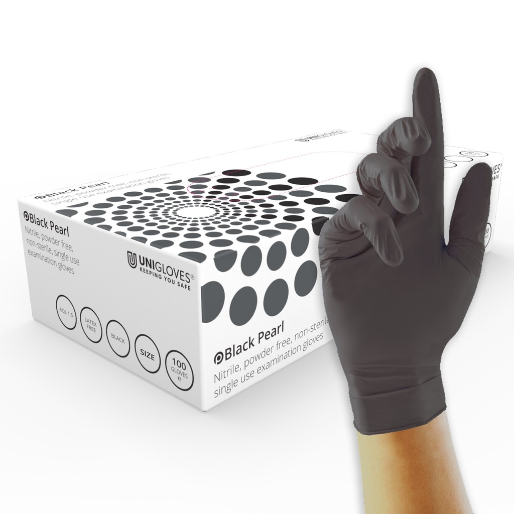 [6256325] Nitrile gloves, Unigloves BLACK PEARL, size S (6-7)
