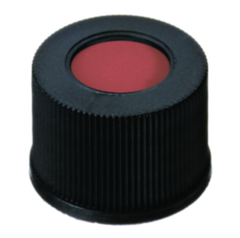 Screw cap, LLG, N 10, black PP w. hole, rubber/PTFE 60 A