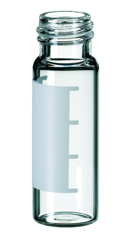 Vials w. screw neck, LLG, N 13, 4 mL, clear, w. labeling field
