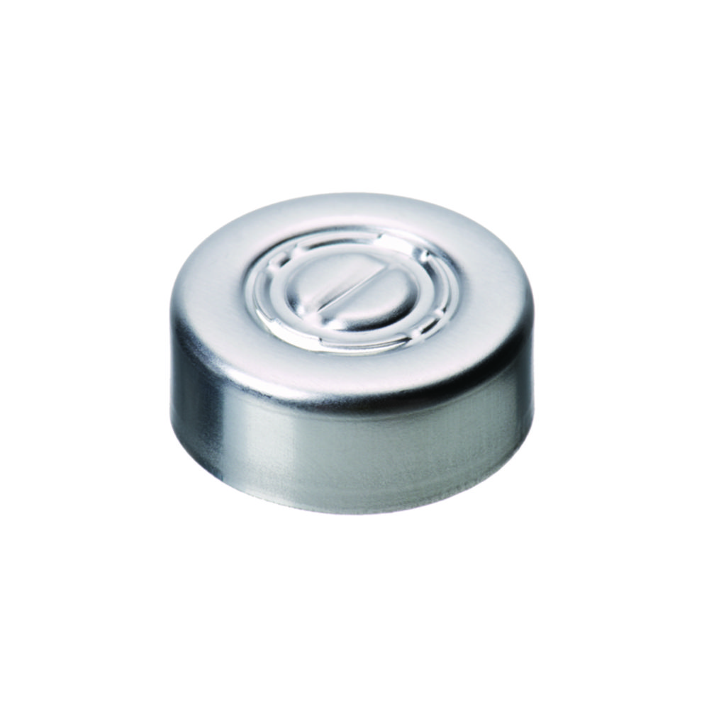 Crimp seals, LLG, N 20, alu w. center tear-off, silver, butyl 37 A