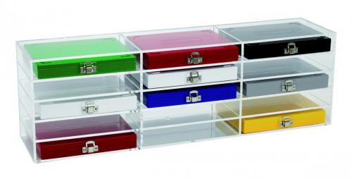 Rack for microscope slide boxes 15 places, Acryl