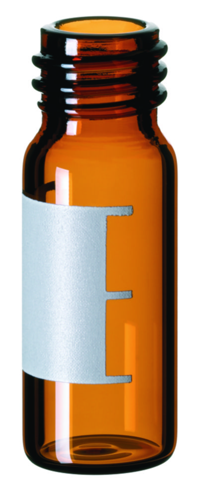Vials w. screw neck, LLG, N 10, wide opening, 1,5 mL, amber, w. labeling field