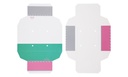 Cryobox, TENAK origami, 134 x 134 x 52 mm, PP coated surface, green/pink, 100 pcs.