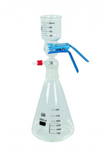 Filtration apparatus, complete, LLG, glass w. funnel and bottle, 1000 mL / 300 mL