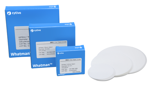 Filter circles, Whatman, quantitative, Grade 589/2, White Ribbon, Ø125 mm, 4-12 µm, 100 pcs