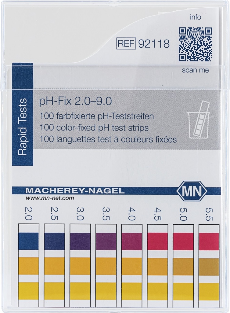 pH indicator paper, Macherey-Nagel pH-Fix, strips, pH 2 - 9, 100 pcs