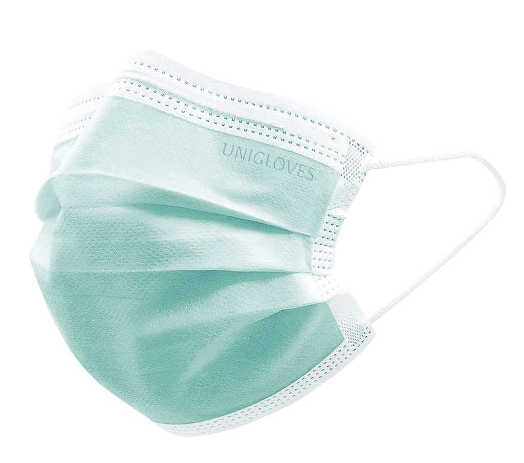 [6316060] Face mask, Unigloves Profil Plus, EN 14683 Type II R, CE, grøn, 50 pcs.