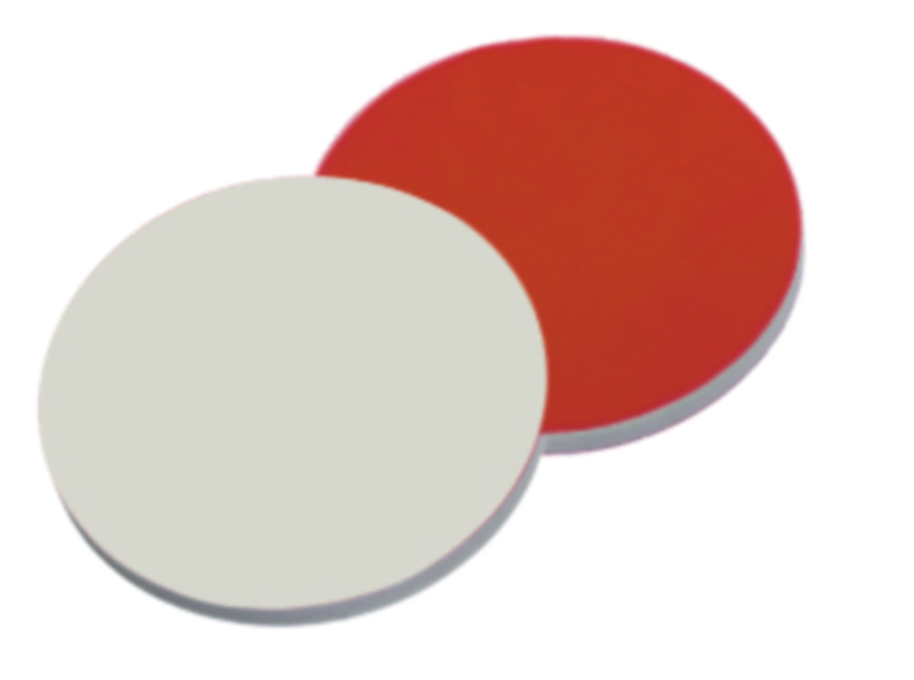 Septa, LLG, for N 13 screw caps, gummi(red)/PTFE(beige) 45 A