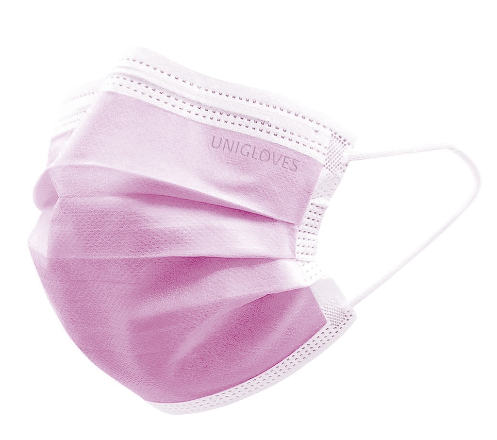 [6322924] Face mask, Unigloves Profil Plus, EN 14683 Type II R, CE, pink, 10 x 50 pcs.