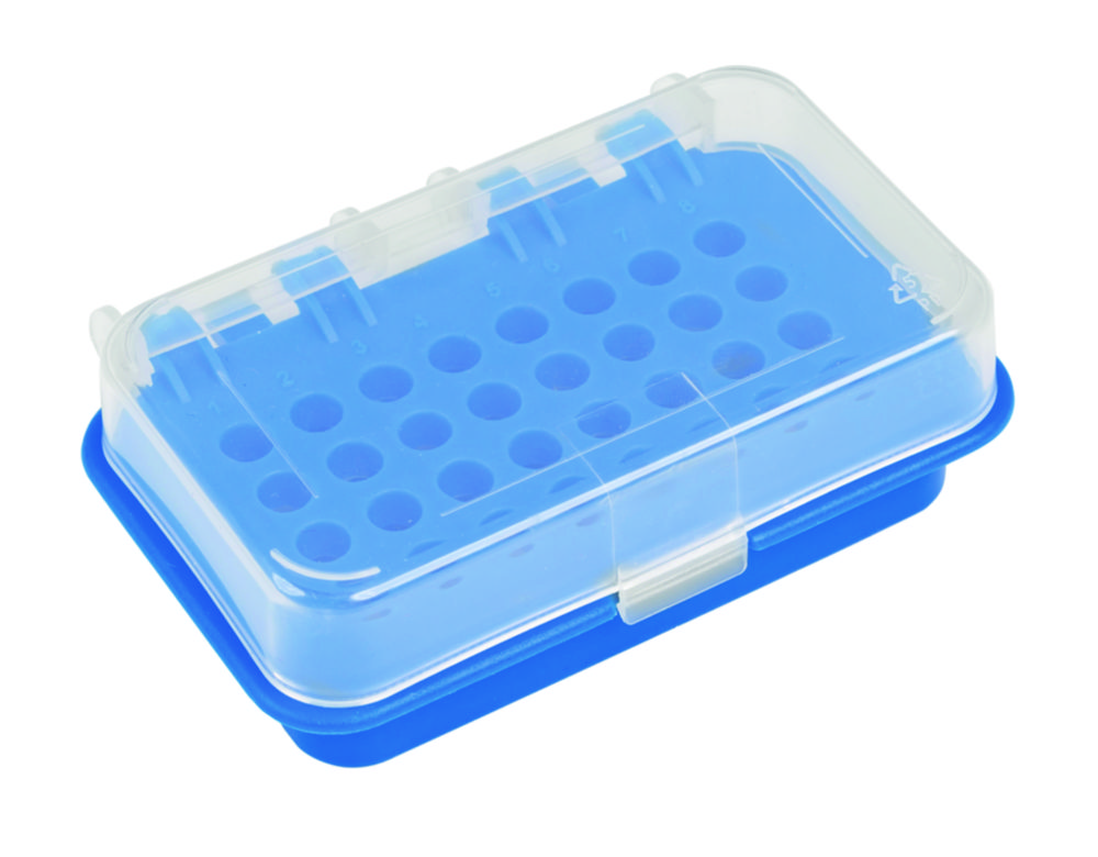 PCR rack, Heathrow Scientific, 32 places, PP, blue, 10 pcs