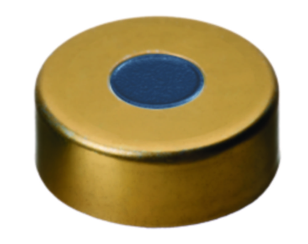 [6902419] Crimp seals, LLG, N 20, magnetic steel w. hole, gold, butyl/PTFE 50 A, Pharma-Fix