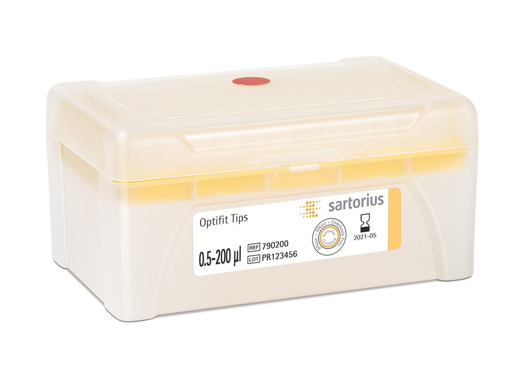 [6902461] Optifit-Pipette tips, Sartorius, 0,5-200 µl, length 51,0 mm, 10 rack with 96 pcs.