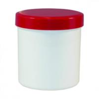 [7052896] Sample container, white PP, red cap, Ø75mm, 500 ml