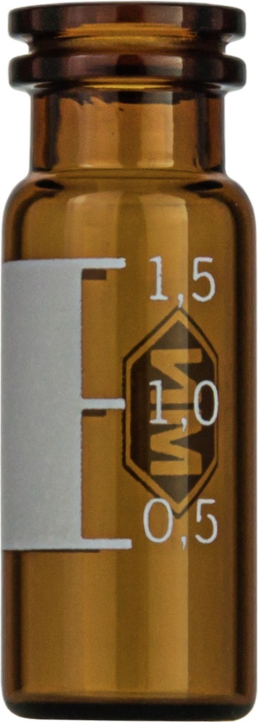 [7059846] Vials w. snap neck, Macherey-Nagel, N 11 snap ring, wide opening, 1,5 mL, amber, w. labeling field