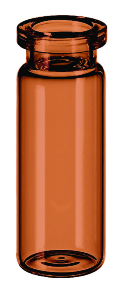 Headspace vials w. crimp neck, LLG, N 20 DIN crimp, flat bottom, 20 mL, amber