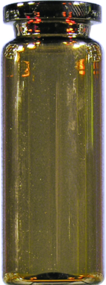 Headspace vials w. crimp neck, LLG, N 20 DIN crimp, flat bottom, 10 mL, amber