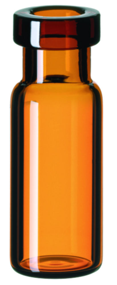Vials w. crimp neck, LLG, N 11 crimp, small opening, 1,5 mL, amber