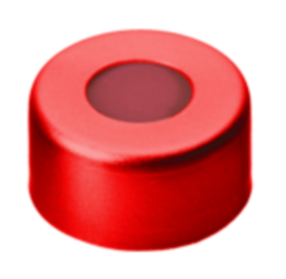 Crimp seals, LLG, N 11, alu w. hole, red, butyl/PTFE 45 A