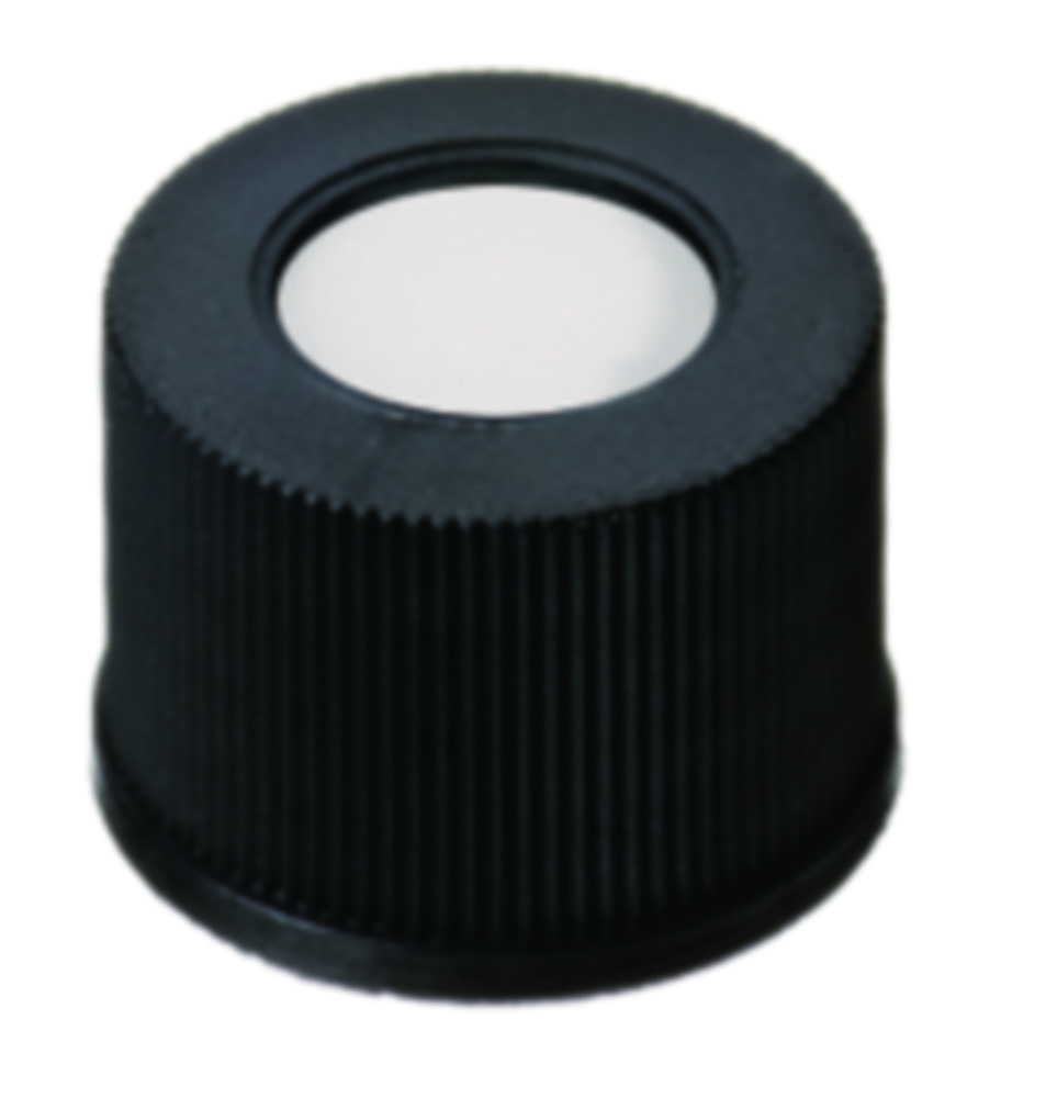 Screw cap, LLG, N 13, black PP w. hole, silicone/PTFE 55 A